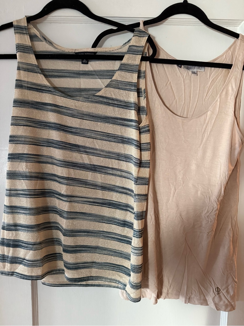 1 Banana Republic Cream and Blue Striped Tank Top & 1 Jennifer Lopez Cream tank